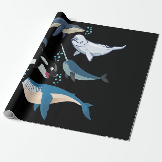 Whale For Whale Lovers Blue Beluga Orca Cadeaupapier (Uitgerold)