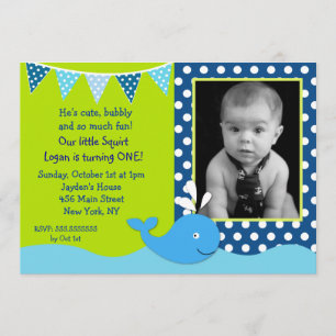 Whale Foto Birthday Party Invitations Kaart