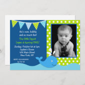 Whale Foto Birthday Party Invitations Kaart (Voorkant / Achterkant)