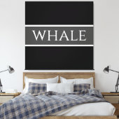 WHALE Fun Donkergrijs Zwart Wit Orka Stripes Canvas Afdruk (Insitu (Slaapkamer))