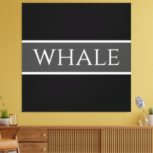 WHALE Fun Donkergrijs Zwart Wit Orka Stripes Canvas Afdruk