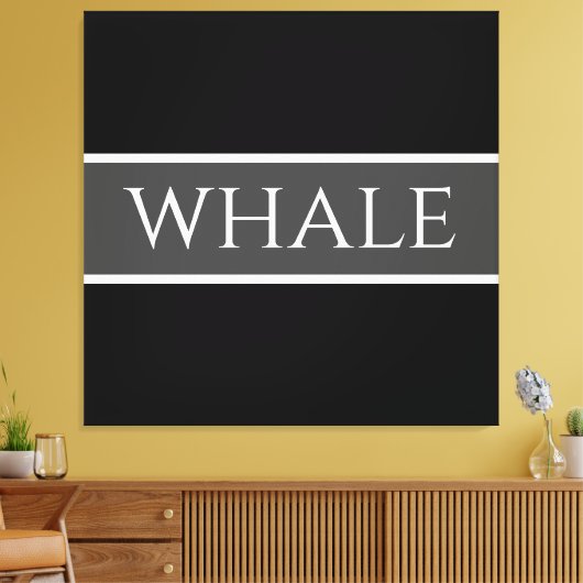 WHALE Fun Donkergrijs Zwart Wit Orka Stripes Canvas Afdruk (Insitu (Woonkamer))