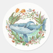 Whale Garden Ronde Sticker (Voorkant)