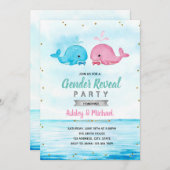 Whale gender onthult partijuitnodiging kaart (Voorkant / Achterkant)