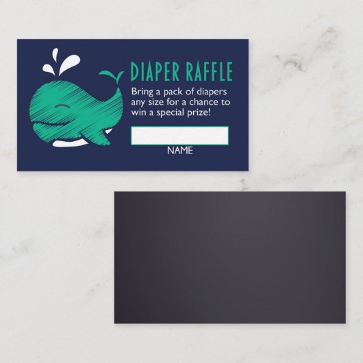 Whale Gender Reveal Luier Raffle Ticket Informatiekaartje (Voorkant / Achterkant)