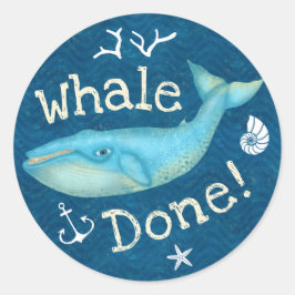 Whale Gereed Nautical Beach Teachers School Reward Ronde Sticker