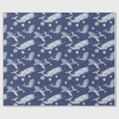 Whale Gift Wrapping Paper on White, Celestial Cadeaupapier (Vlak)