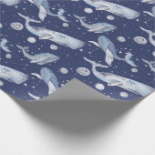 Whale Gift Wrapping Paper on White, Celestial Cadeaupapier (Hoek)