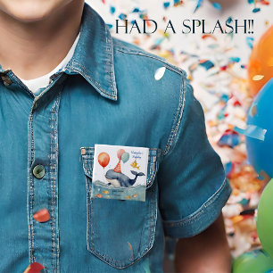 Whale had een Splash Boys verjaardag gepersonalise Vierkante Button 5,1 Cm
