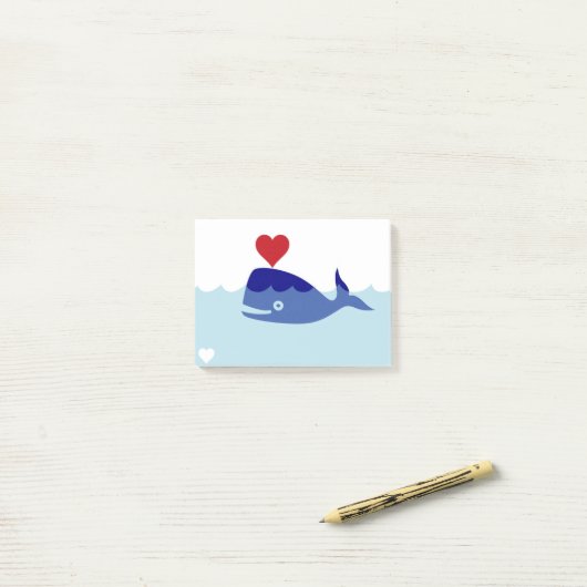 Whale Heart Post-it® Notes (Op bureau)