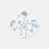 Whale Hello Baby Shower Boy Blue Ocean Paper Servet (Hoek)