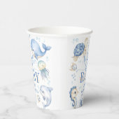 Whale Hello Baby Shower Boy Blue Ocean Papieren Bekers (Rechts)