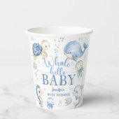 Whale Hello Baby Shower Boy Blue Ocean Papieren Bekers (Voorkant)