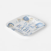 Whale Hello Baby Shower Boy Blue Ocean Papieren Bordje (Gebogen)
