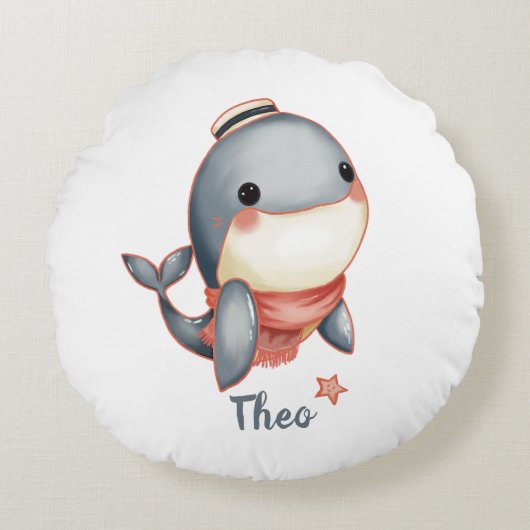 Whale Hello There! Rond Kussen (Voorkant)