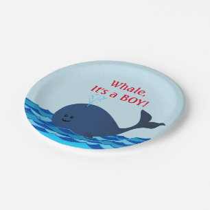 Whale Het is een jongen op maat gesneden papieren Bordje
