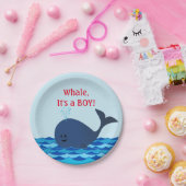 Whale Het is een jongen op maat gesneden papieren  Papieren Bordje (Feest)