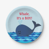Whale Het is een jongen op maat gesneden papieren  Papieren Bordje (Voorkant)
