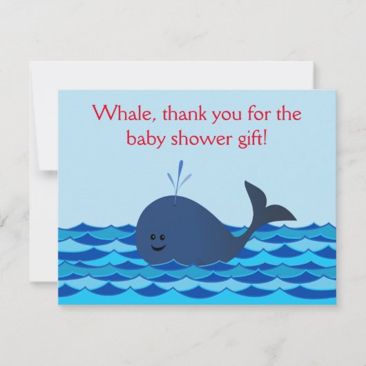 Whale Het is een padvinder Baby shower. Dank je we Notitiekaartje (Voorkant)
