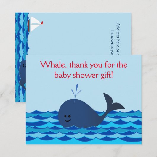 Whale Het is een padvinder Baby shower. Dank je we Notitiekaartje (Voorkant / Achterkant)