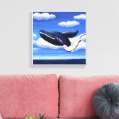 Whale in the sky canvas afdruk (Insitu (Woonkamer))