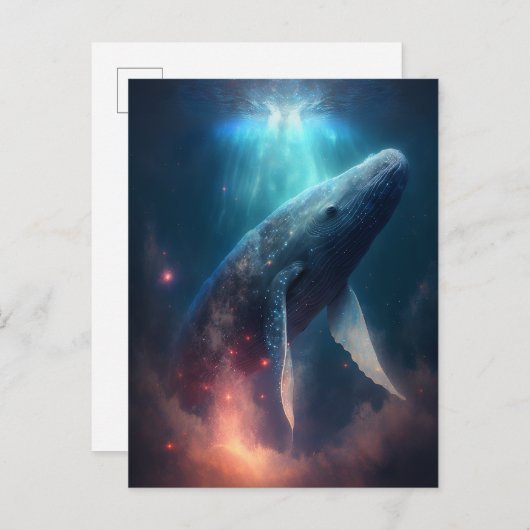Whale in the Sky Fantasy Kunst Briefkaart (Voorkant / Achterkant)