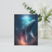 Whale in the Sky Fantasy Kunst Briefkaart (Staand voorkant)