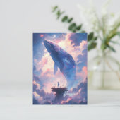 Whale in the Sky Fantasy Kunst Briefkaart (Staand voorkant)