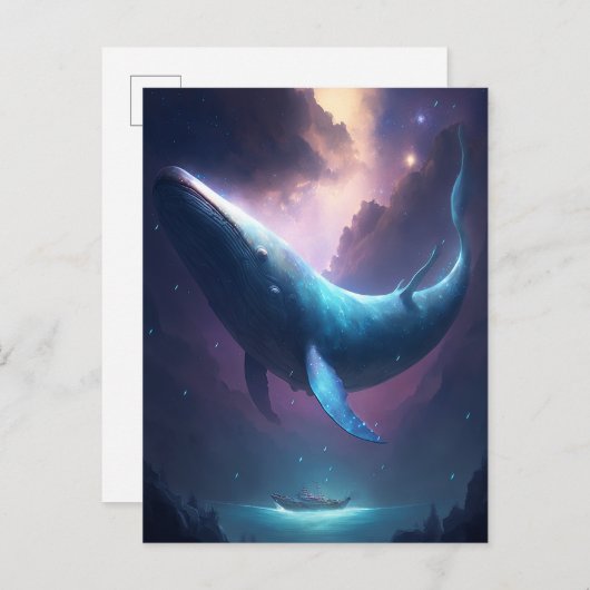Whale in the Sky Fantasy Kunst Briefkaart (Voorkant / Achterkant)