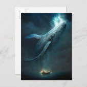 Whale in the Sky Fantasy Kunst Briefkaart (Voorkant / Achterkant)