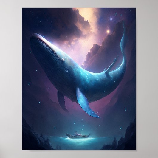 Whale in the Sky Fantasy Kunst Poster (Voorkant)