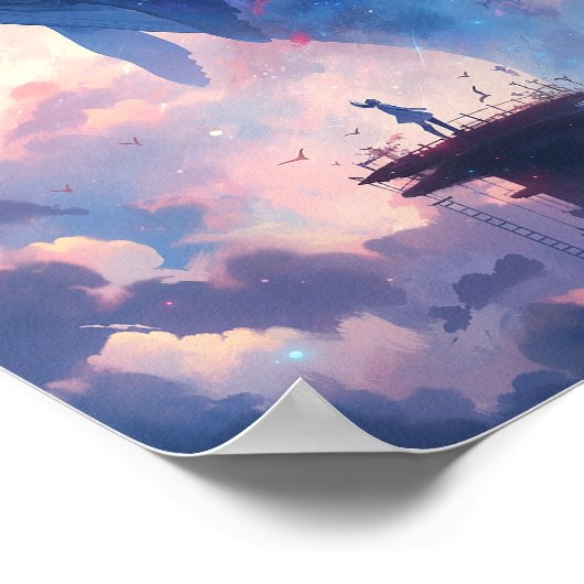 Whale in the Sky Fantasy Kunst Poster (Hoek)
