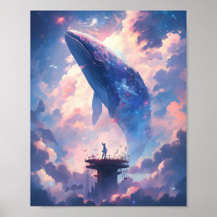 Whale in the Sky Fantasy Kunst Poster