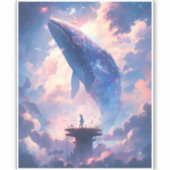 Whale in the Sky Fantasy Kunst Sticker (Voorkant)