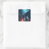 Whale in the Sky Fantasy Kunst Vierkante Sticker (Tas)
