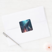 Whale in the Sky Fantasy Kunst Vierkante Sticker (Envelop)