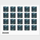 Whale in the Sky Fantasy Kunst Vierkante Sticker (Vel)