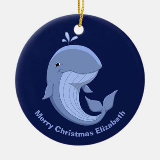 Whale-it Cute Happy Blue Whale Keramisch Ornament (Voorkant)