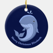 Whale-it Cute Happy Blue Whale Keramisch Ornament (Achterkant)