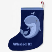 Whale-it Cute Happy Blue Whale Kleine Kerstsok (Achterkant)