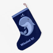 Whale-it Cute Happy Blue Whale Kleine Kerstsok (Achterkant (Hangend))