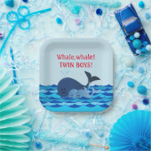 Whale It's A Twin Boys Gepersonaliseerde papieren  Papieren Bordje (Feest)