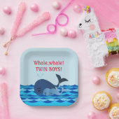 Whale It's A Twin Boys Gepersonaliseerde papieren  Papieren Bordje (Feest)
