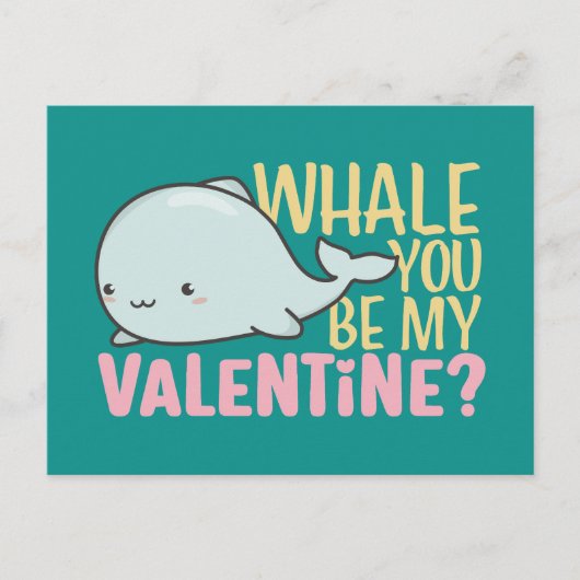 Whale Je bent mijn Valentijn Cute Kind Valentijnsd Briefkaart (Voorkant)