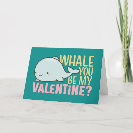 Whale Je bent mijn Valentijn Cute Kind Valentijnsd Feestdagen Kaart (Voorkant)