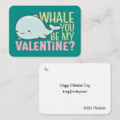 Whale Je bent mijn Valentijn Cute Kind Valentijnsd Notitiekaartje (Voorkant / Achterkant)