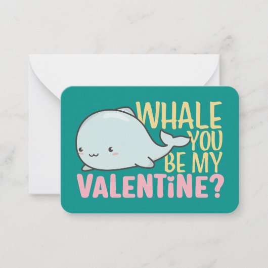 Whale Je bent mijn Valentijn Cute Kind Valentijnsd Notitiekaartje (Voorkant)