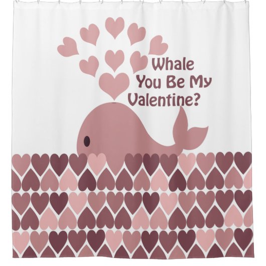 Whale Je bent mijn Valentijn Douchegordijn (Voorkant)