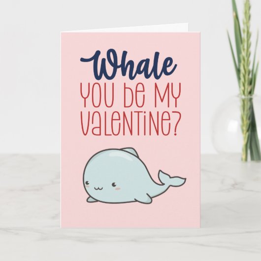 Whale Je bent mijn Valentijn Funny Valentijnsdag Feestdagen Kaart (Voorkant)