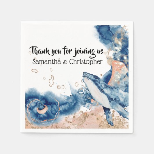 Whale jelly fish zee Creatures blauw sinaasappel D Servet (Voorkant)